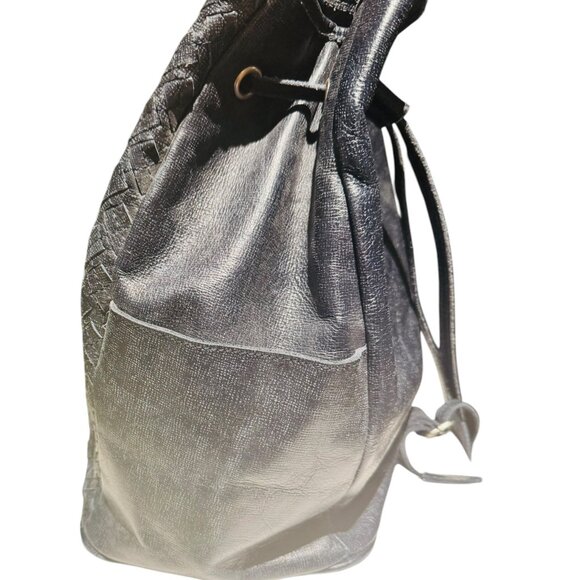 Patricia Nash Braided Leather Drawstring Bucket bag in blue - Picture 3 of 9